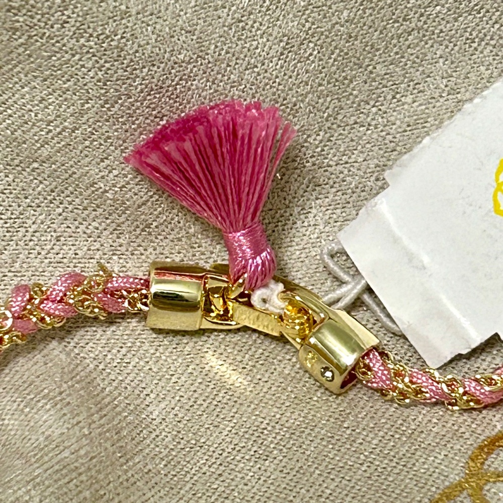 Kendra Scott Rare Elaina Pink Rose Quartz & Gold Bracelet NWT - Picture 7 of 8